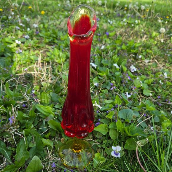 Kanawha glass orange red Mcm vase - Picture 8 of 12